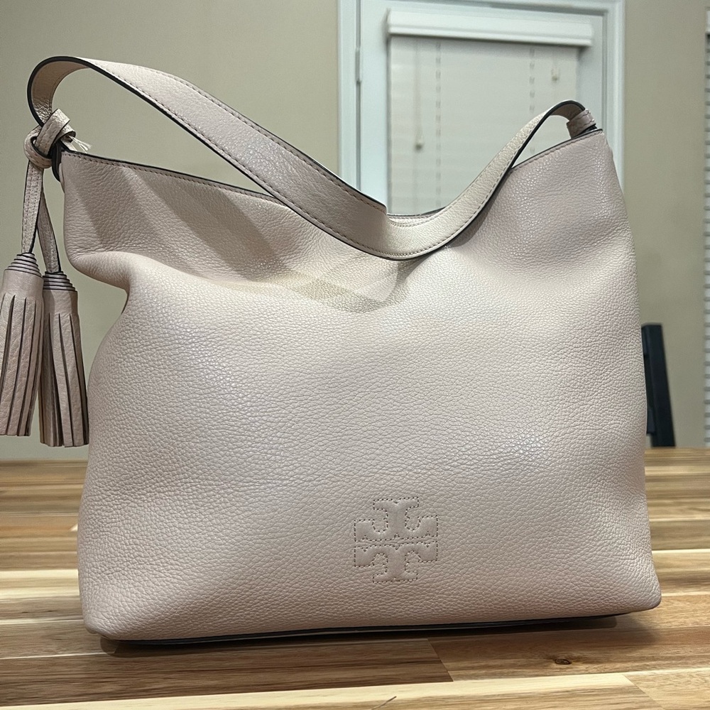 Tory Burch pale pink leather hobo bag